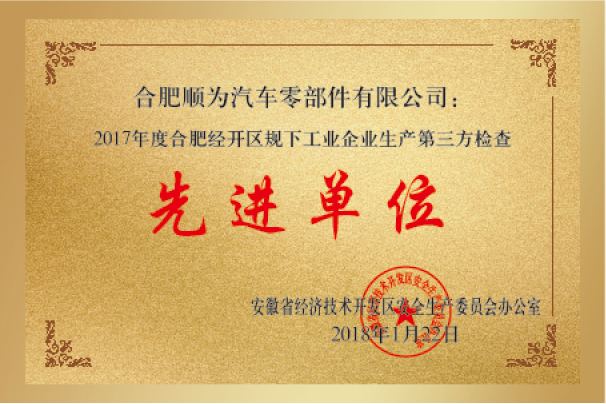 合肥市經開區(qū)工業(yè)企業(yè)生產先進單位